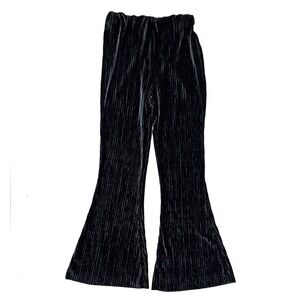 Urban Outfitters Black Crinkle Ribbed Velvet Flare Pull-on Pants Sz Small